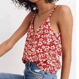 Madewell Floral Button Cami Red & White Women’s Size 0 NWOT